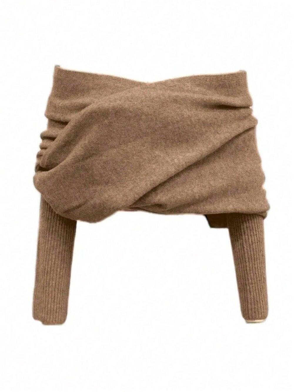 Khaki Casual Women's Deep off shoulder Knit Long Sleeve Pullover - Picture 5 of 6